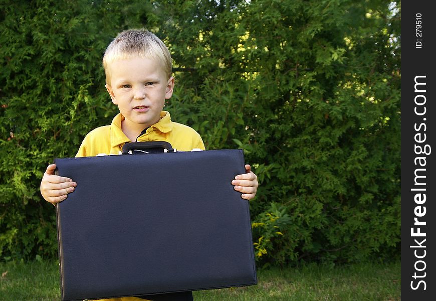 Boy and briefcase. Boy and briefcase