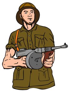 World War II Soldier With Gun Stock Photo