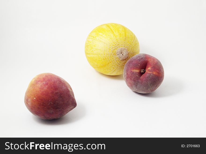 Yellow ripe melon over white. Yellow ripe melon over white