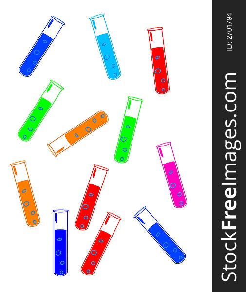 Selection of brightly colored science test tubes. Selection of brightly colored science test tubes