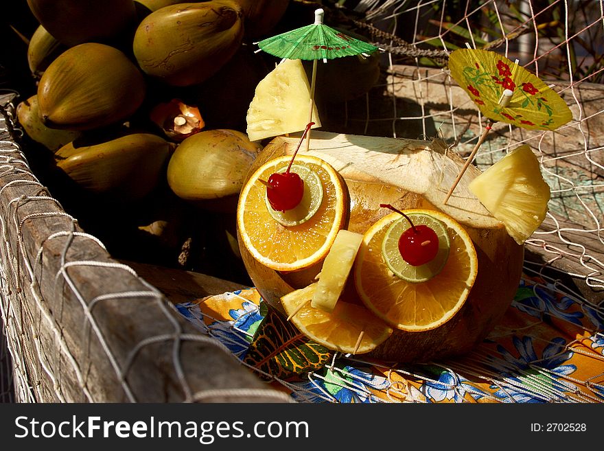 Pineapple decorated as a face in Puerto Vallarta, Jalisco, Mexico Latin America. Pineapple decorated as a face in Puerto Vallarta, Jalisco, Mexico Latin America