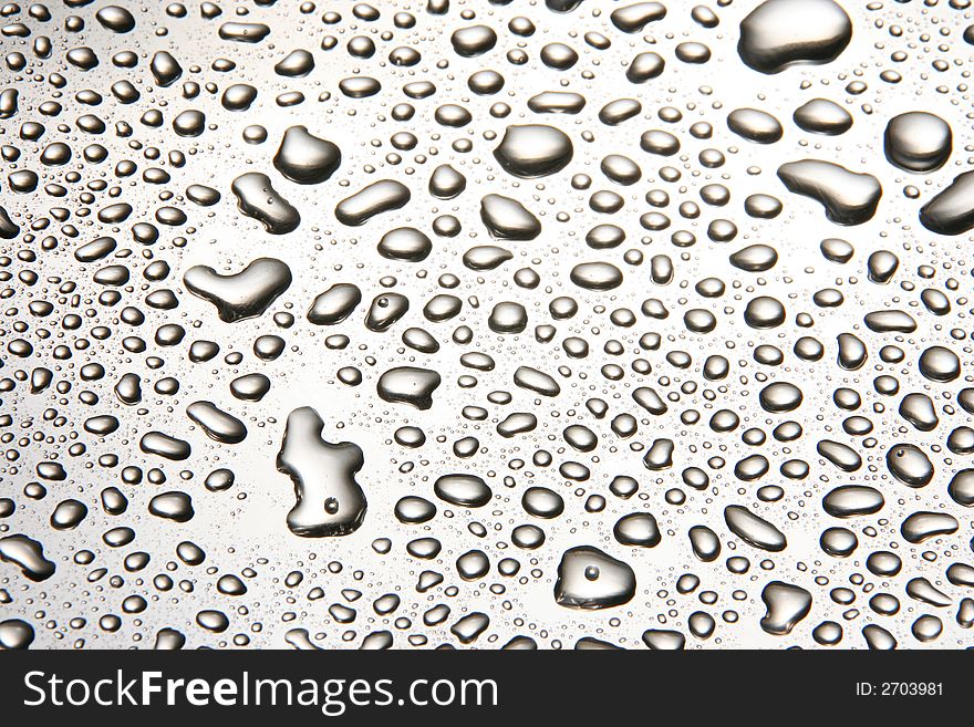 Water drops on a metal surface