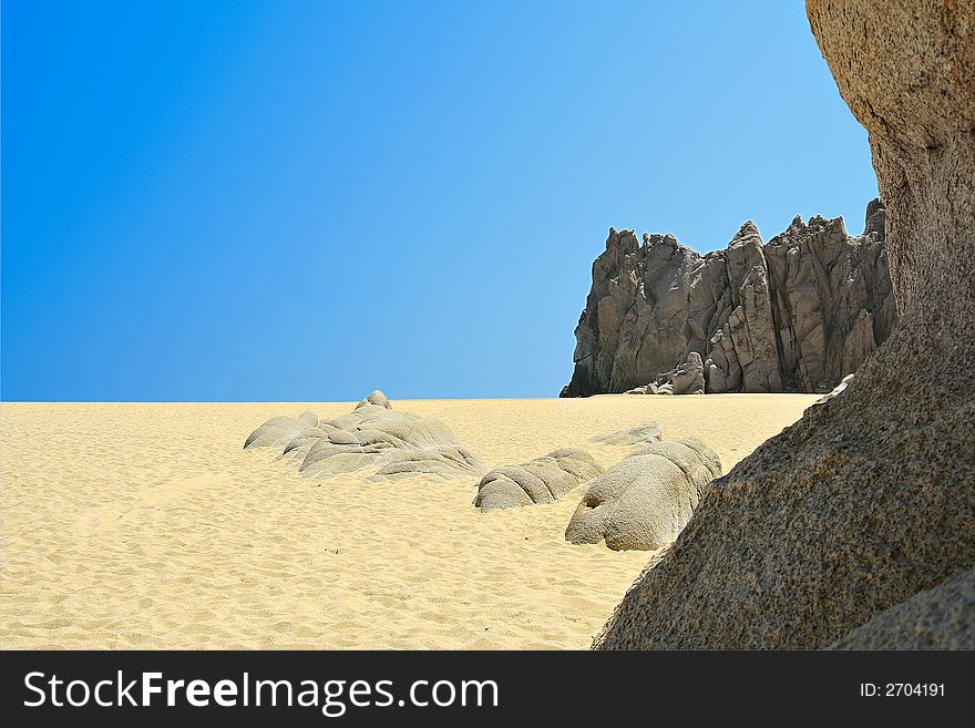 Beautiful beach, with unique rock formations, Mexico