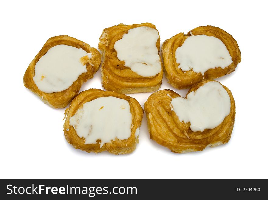 Five cake, isolated on white background