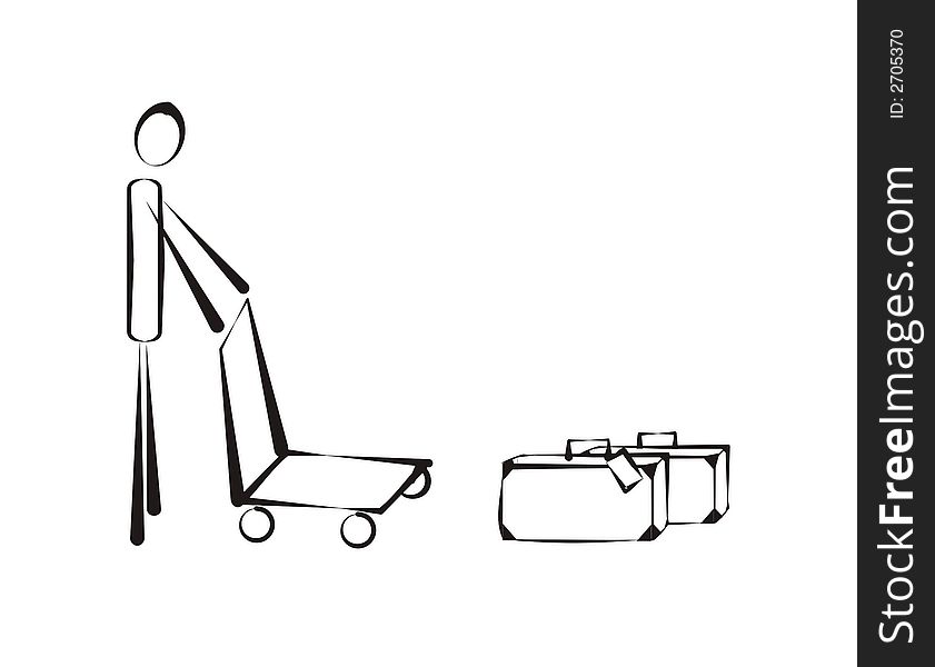 Pictogram of a barrow man case airport