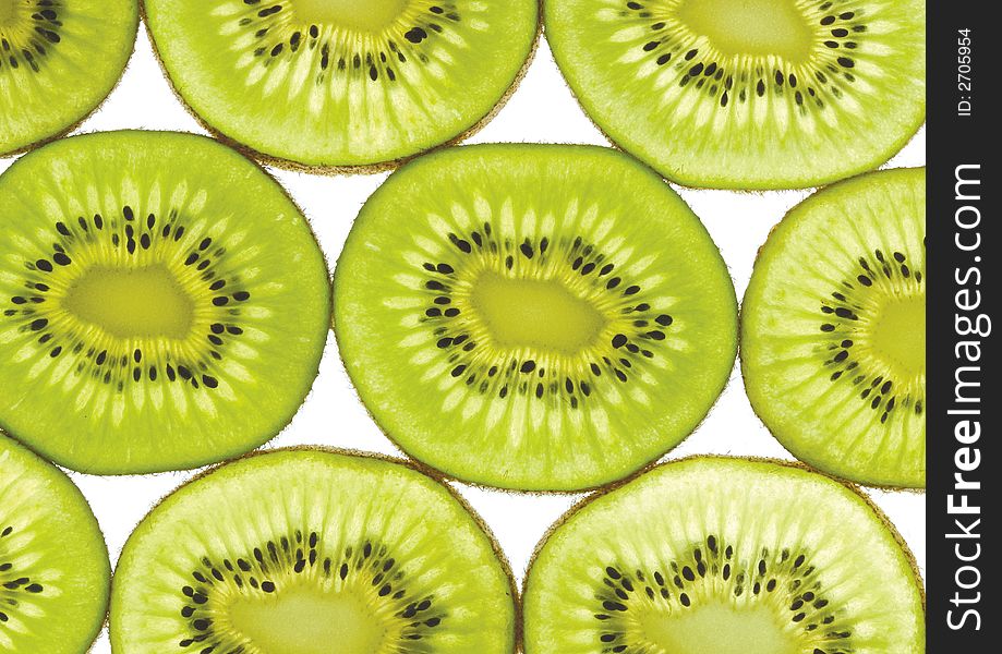 Close-up of slices of kiwi fruit. Close-up of slices of kiwi fruit