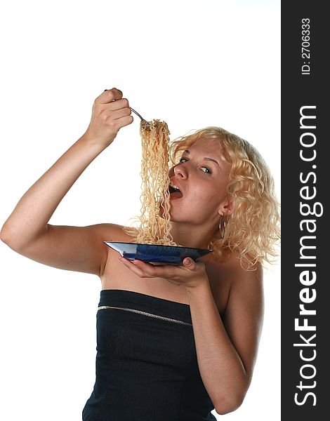 Woman with macaroni