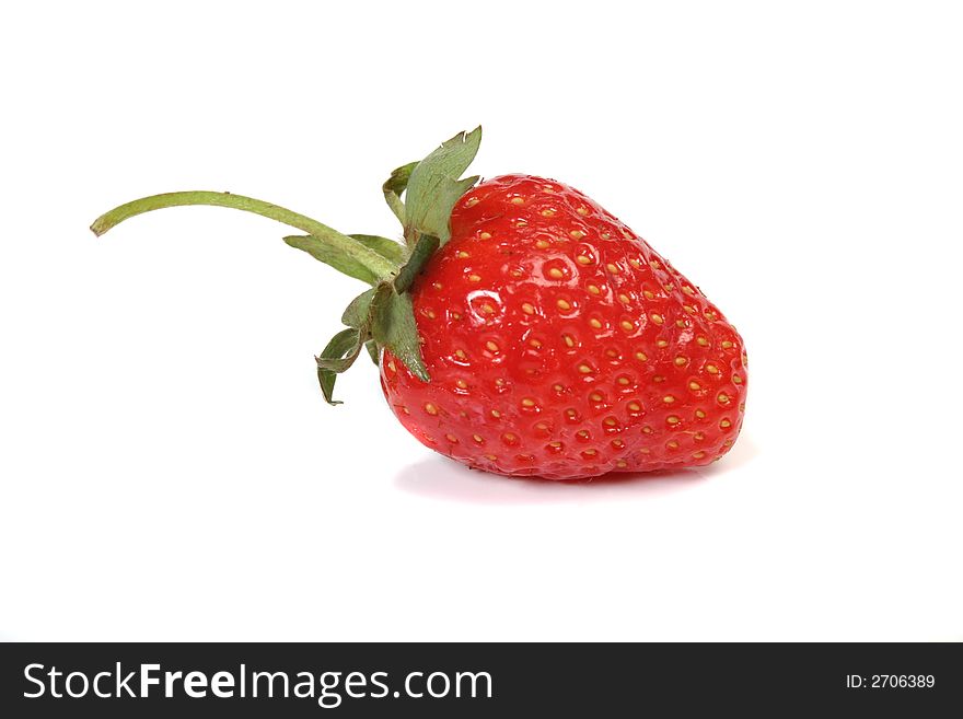 Red fresh strawberries isolated over white background