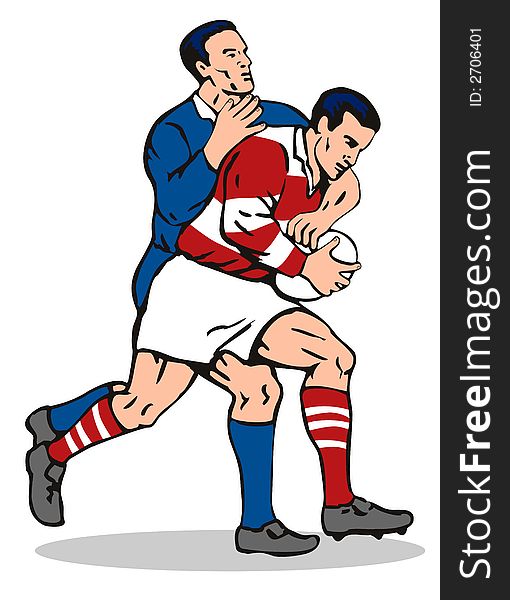 Vector art of a Rugby player tackling