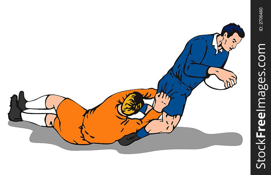 Vector art of a Rugby player tackling