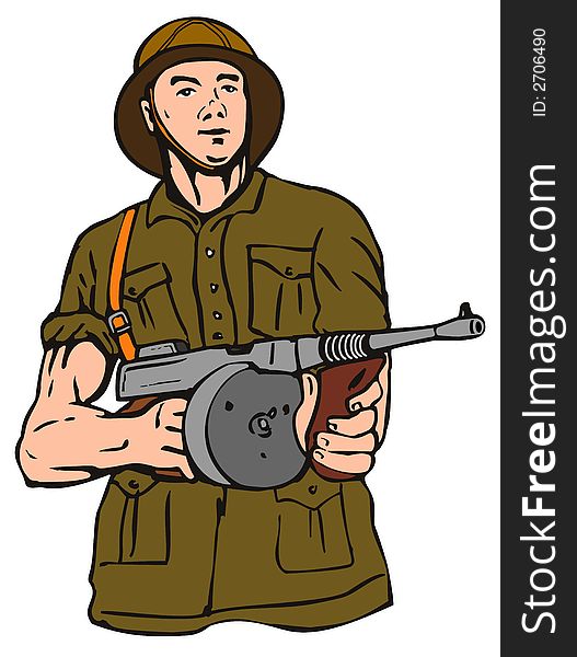 World War II soldier with gun