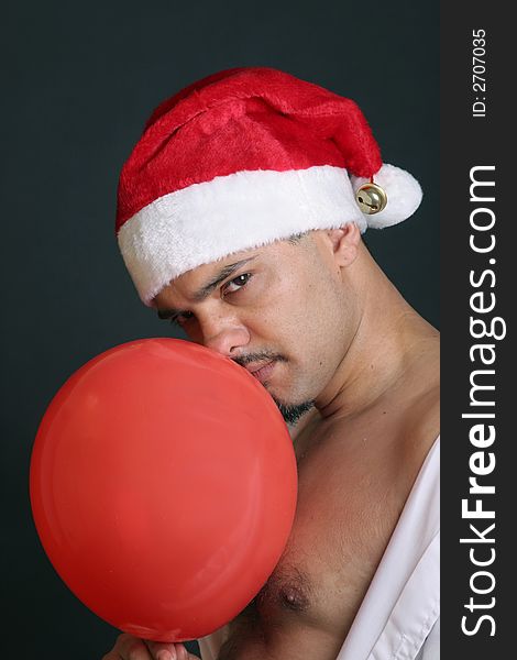 Portrait of santa claus with red ballon. Portrait of santa claus with red ballon