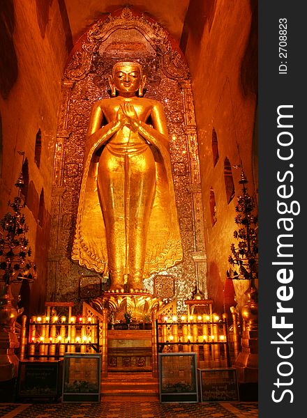 Buddha in ancient temple (Bagan, Myanmar)