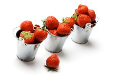Three Buckets With Strawberry Royalty Free Stock Images Three Buckets With Strawberry Royalty Free Stock Images