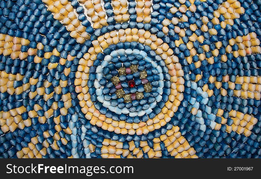 Blue and yellow indian pattern background. Blue and yellow indian pattern background