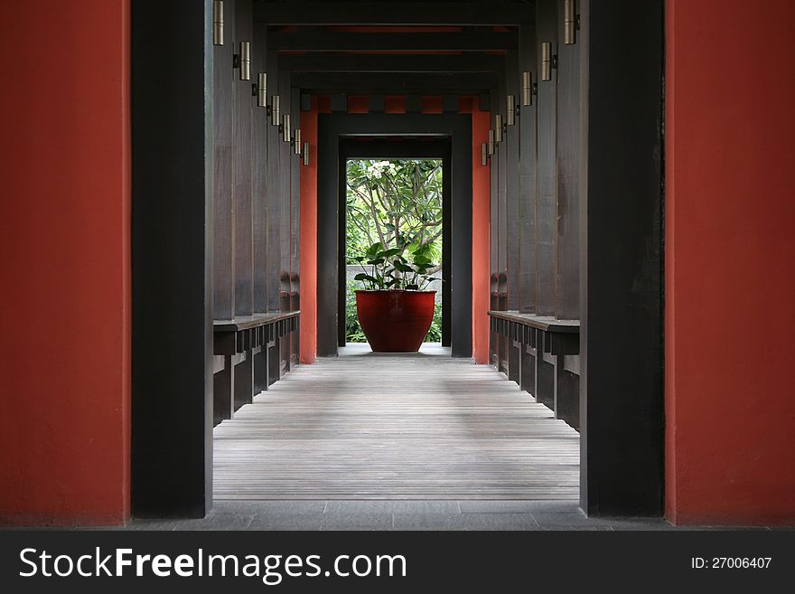 Beautiful corridor to the garden