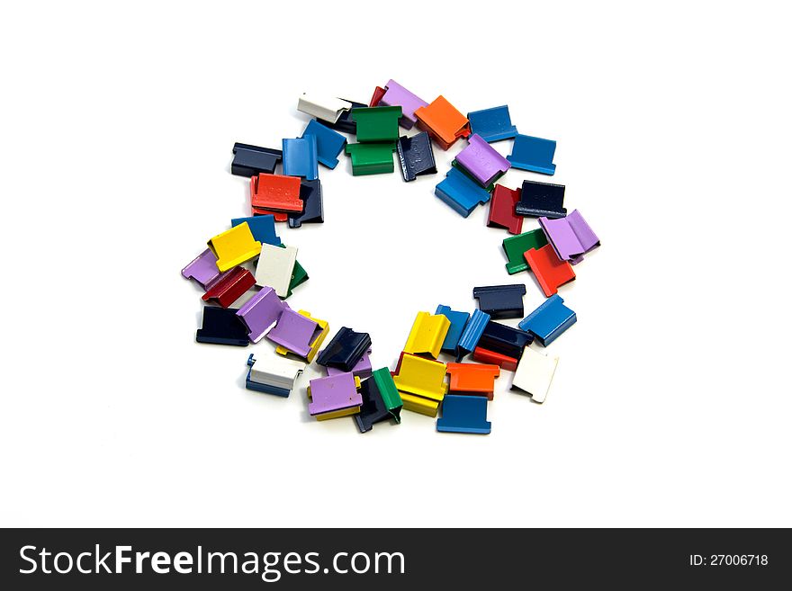 Multi Colored clips on white background