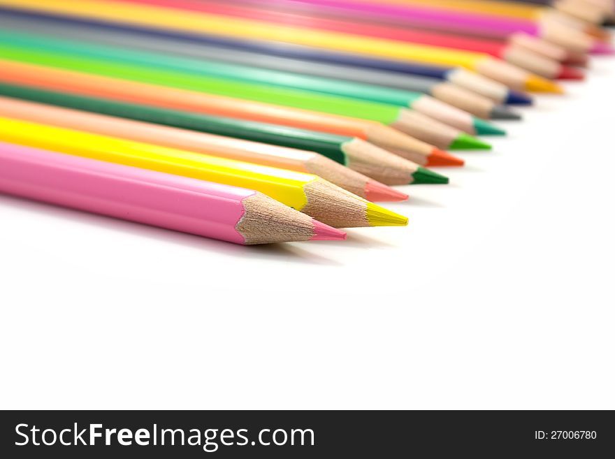 Colour pencils  on white background