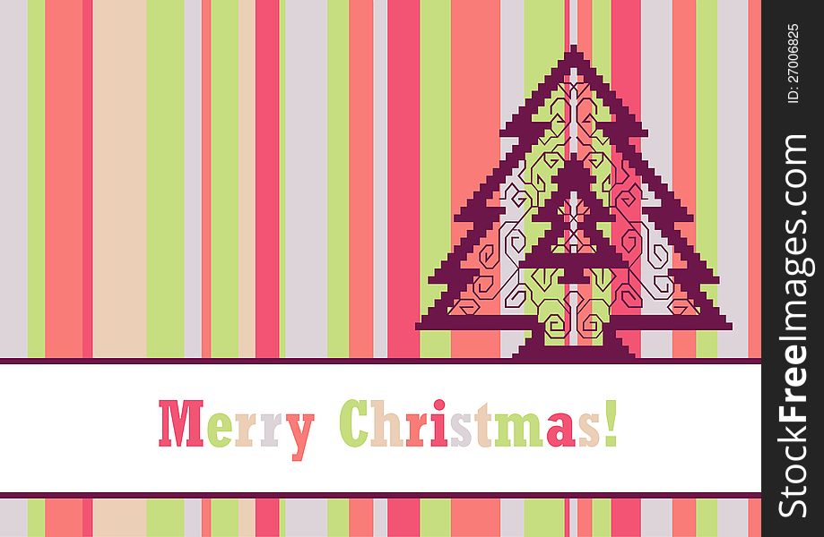 Christmas card with pine and a pattern in it