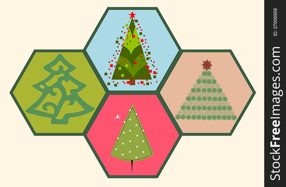 Collection of  four Christmas trees for your design. Collection of  four Christmas trees for your design