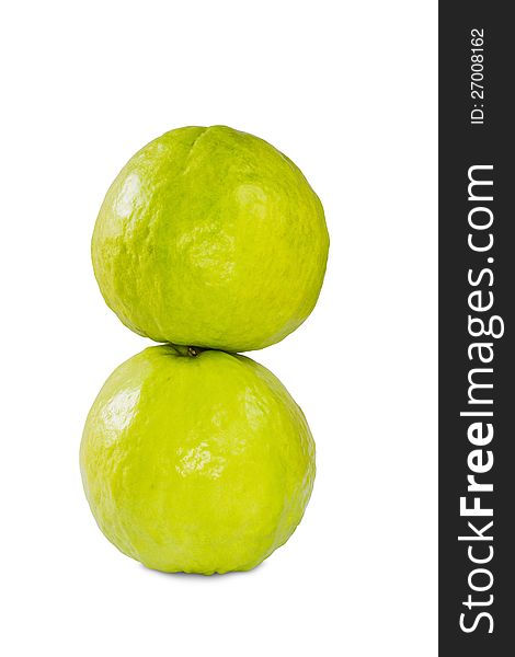 Close up of stack of two guava fruits, on white background (with clipping path). Close up of stack of two guava fruits, on white background (with clipping path)