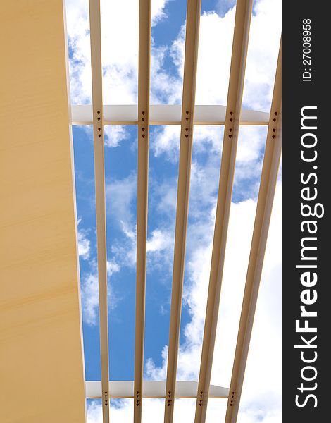 Louver/sun shade with blue sky background
