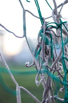 The Net On The Football Goal. Children& X27 S Football Field. Royalty Free Stock Photography