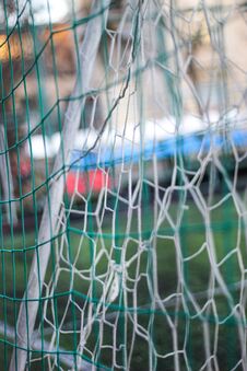 The Net On The Football Goal. Children& X27 S Football Field. Royalty Free Stock Photos