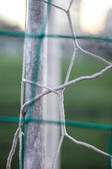 The Net On The Football Goal. Children& X27 S Football Field. Royalty Free Stock Image