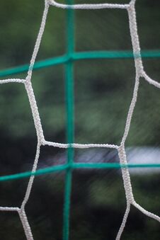 The Net On The Football Goal. Children& X27 S Football Field. Stock Image