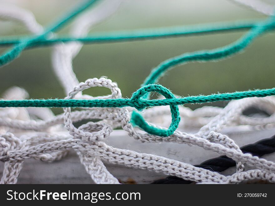 The net on the football goal. Children& x27 s football field.