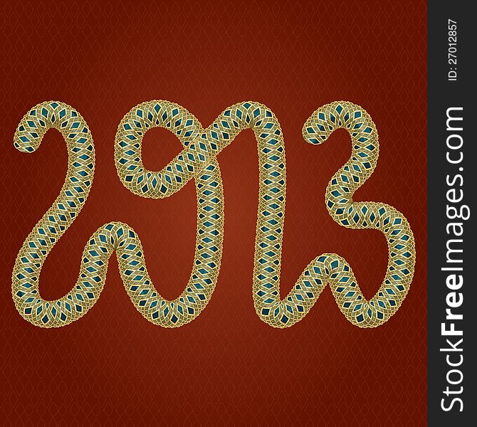 Card with lace snake. 2013 new year. Vector. Card with lace snake. 2013 new year. Vector.