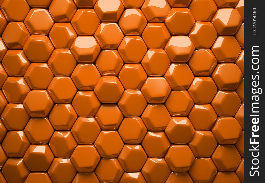 Abstract pattern of hexahedron orange pieces illustration