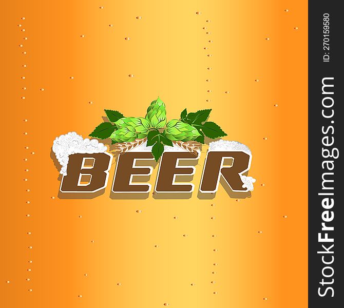 emblem of beer. Colorful illustration with beer elements and text.