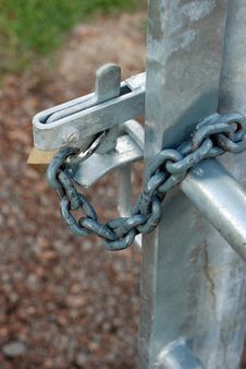 New Gate Latch With Padlock And Chain. Royalty Free Stock Images New Gate Latch With Padlock And Chain. Royalty Free Stock Images