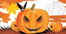 Halloween Pumpkins, Bat And Spiders Royalty Free Stock Photography Halloween Pumpkins, Bat And Spiders Royalty Free Stock Photography