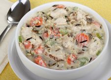 Chicken And Rice Soup Closeup Royalty Free Stock Photography