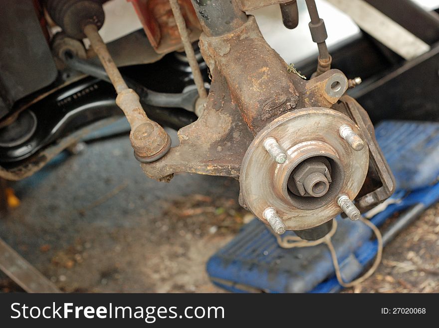 Wheel stripped down ready for new disc brake.