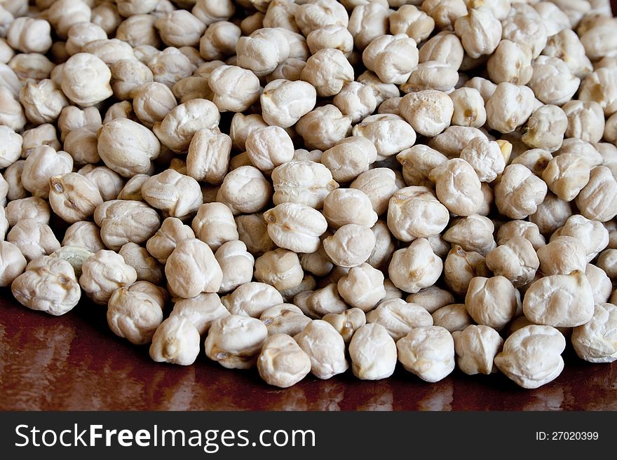 Dry raw chickpeas  close up