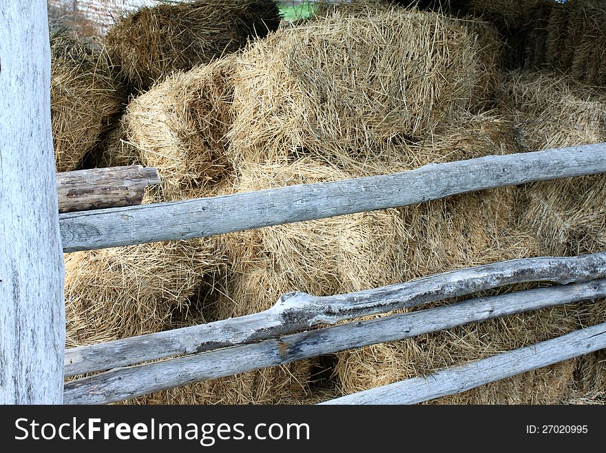 Hay in the old barn close-up