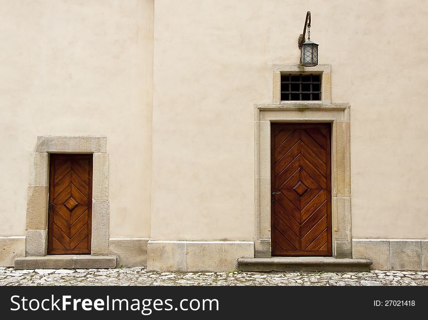 Two wooden door - Pieskowa Skala Palace.