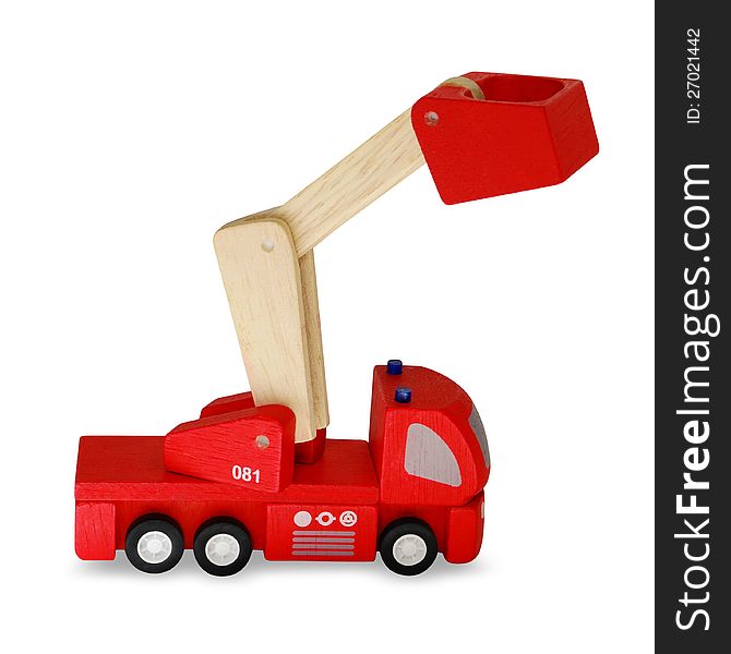 Wooden fire truck with rescue crane. Wooden fire truck with rescue crane