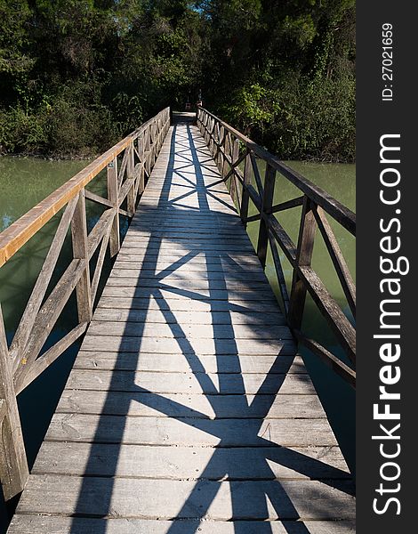 Wooden bridge in a park