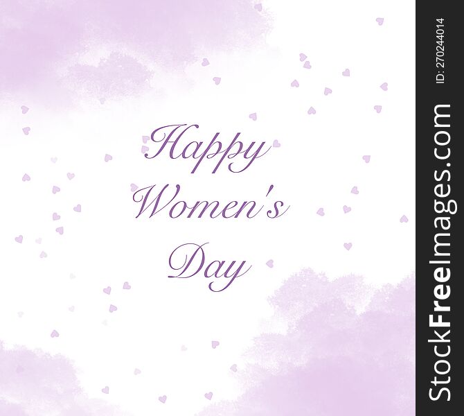 March 8, happy women& x27 s day, elegant banner with inscription. March 8 International Women& x27 s Day invitations with calligraphic text and pink hearts