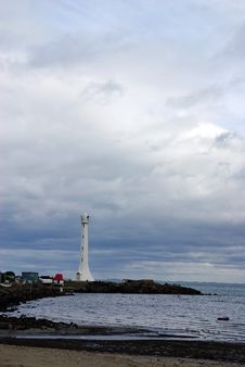 Lighthouse On A Spit Stock Image