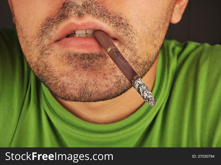 Close Up Of Man Smoking