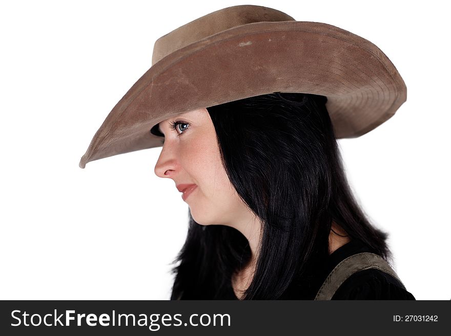 Cowboy girl  isolated on white background