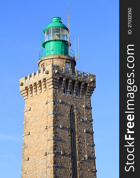 Detail of Cap Frehel lighthouse in Brittany , France