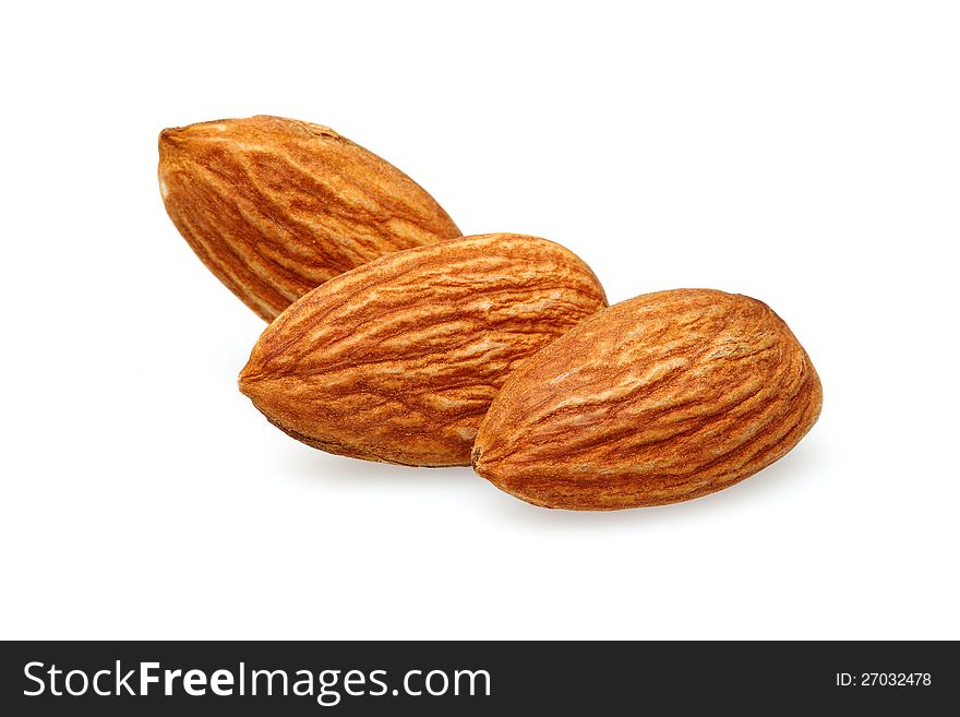 Group of almond isolated on white background. Group of almond isolated on white background