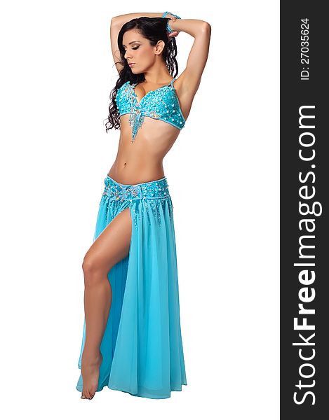 Belly Dancer Wearing A Light Blue Costume